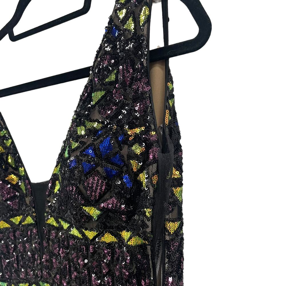 Jovani Style 04807 Black Multi Color Sequin Fit and Flare Gown Women's 8 - Picture 7 of 13